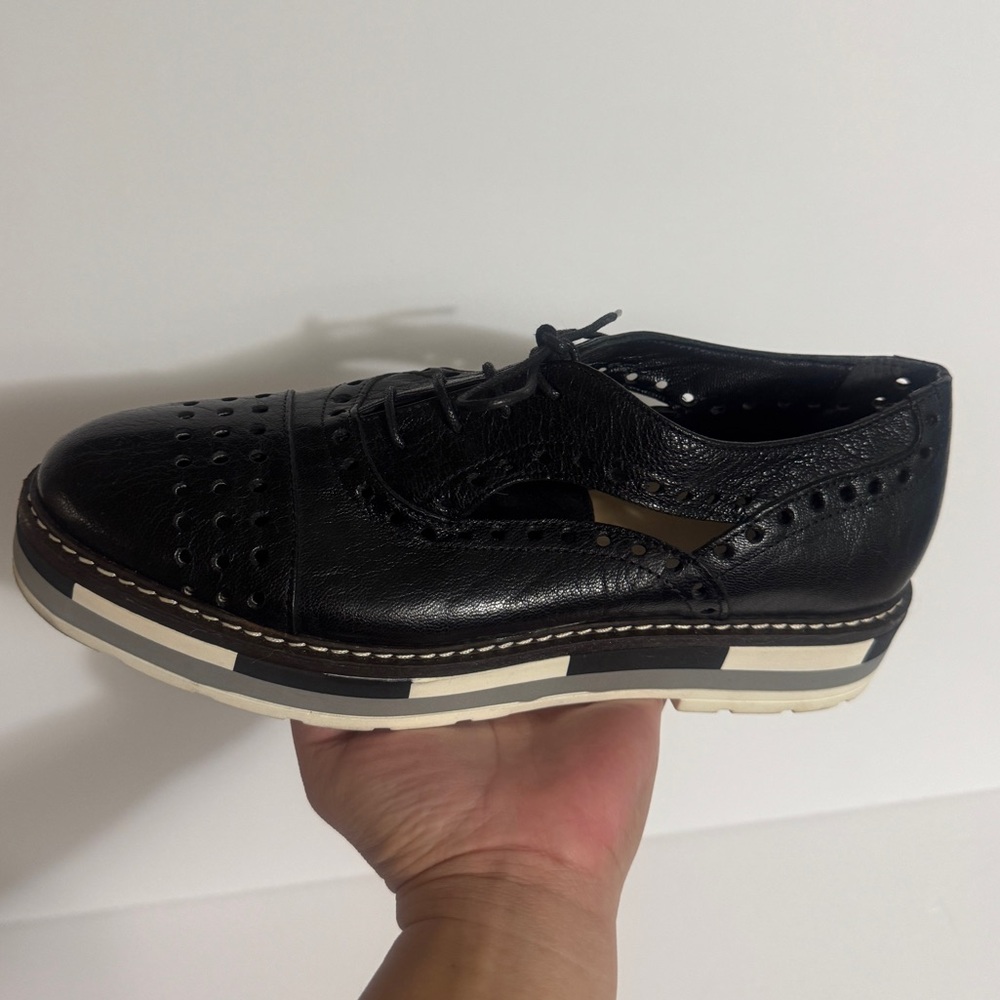White Mountain Summit Brody Leather Platform Oxfords EU39 US8.5 Black Perforated